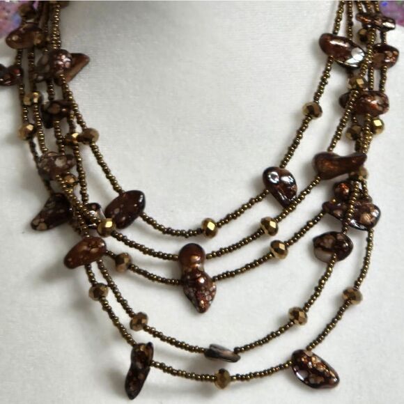 Multi Layered Beaded Necklace - Picture 4 of 8